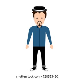 Isolated hipster character on a white background, Vector illustration