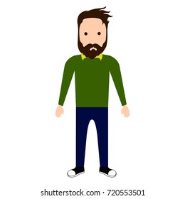 Isolated hipster character on a white background, Vector illustration
