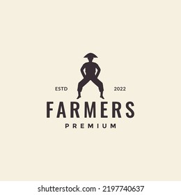 granjero hipster aislado con diseño de logotipo de sombrero
