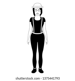 Isolated hipster girl with glasses and a hat. Vector illustration design