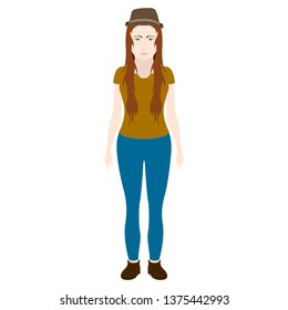 Isolated hipster girl with a hat. Vector illustration design