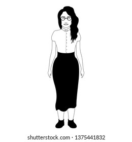 Isolated hipster girl image. Vector illustration design