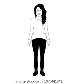 Isolated hipster girl image. Vector illustration design