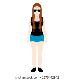 Isolated hipster girl with sunglasses. Vector illustration design