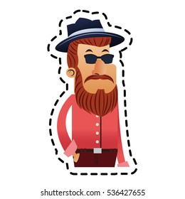 Isolated hipster man cartoon design