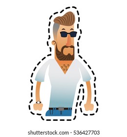 Isolated hipster man cartoon design