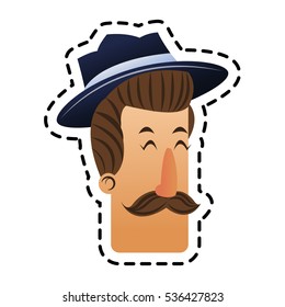 Isolated hipster man cartoon design