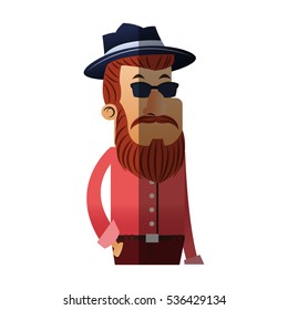 Isolated hipster man cartoon design