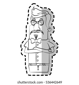 Isolated hipster man cartoon design