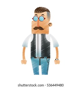 Isolated hipster man cartoon design