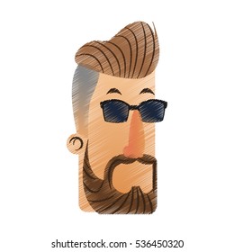 Isolated hipster man cartoon design