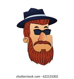 Isolated hipster man cartoon design