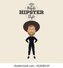 Isolated hipster man on a white background with text
