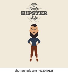 Isolated hipster man on a white background with text