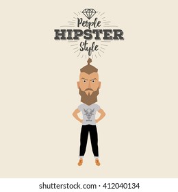 Isolated hipster man on a white background with text