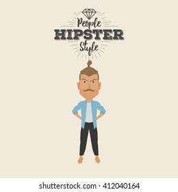Isolated hipster man on a white background with text