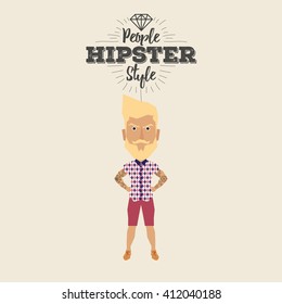 Isolated hipster man on a white background with text