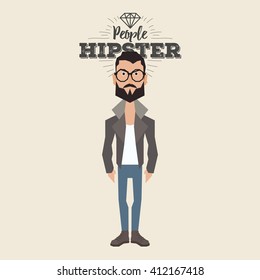 Isolated hipster man on a white background with text