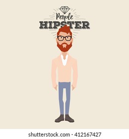 Isolated hipster man on a white background with text