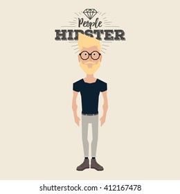 Isolated hipster man on a white background with text