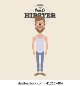 Isolated hipster man on a white background with text