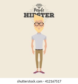 Isolated hipster man on a white background with text