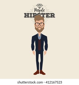 Isolated hipster man on a white background with text