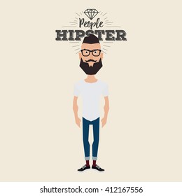 Isolated hipster man on a white background with text