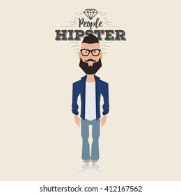 Isolated hipster man on a white background with text