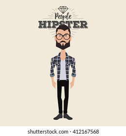 Isolated hipster man on a white background with text