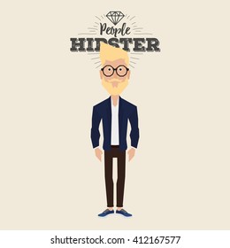 Isolated hipster man on a white background with text