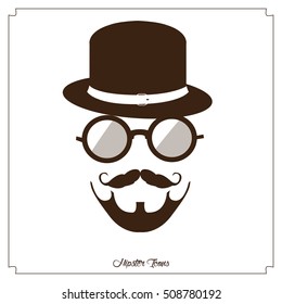 Isolated hipster portrait on a white background, Vector illustration