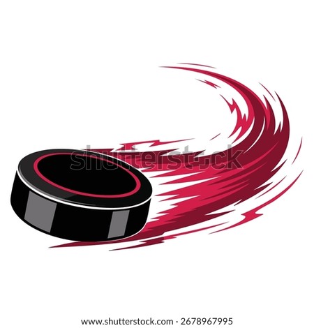 Isolated hockey puck with an effect in vector illustration design, suitable for ice hockey tournaments, athletic posters, team graphics, and sports promotions
