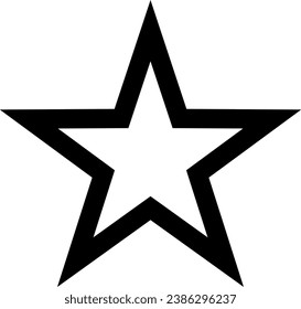 Isolated Hollow Empty Outlined Black Star Symbol Icon. Vector Image.