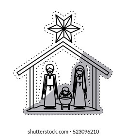 Holy Family Silhouette Stable Christmas Characters Stock Vector ...