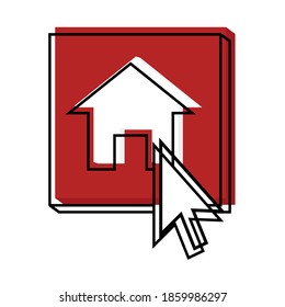 botón de casa aislado tienda online marketing digital colorido icono en fondo blanco- Vector