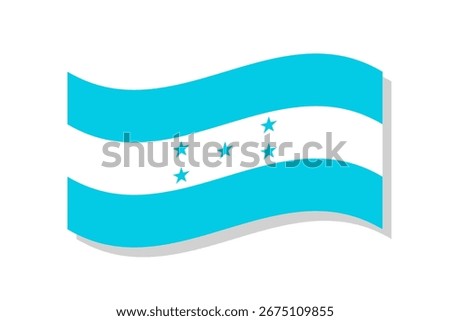 Isolated Honduras flag design. Honduras wavy flag digital vector 3d illustration. Fluttering flag. Grey shadow, white background.