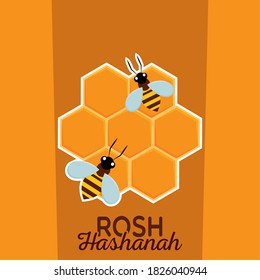 Isolated honey bee tradition rosh hashanah icon- Vector