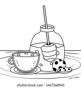 Isolated honey jar and coffee cup design