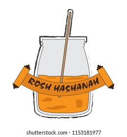 Isolated honey jar. Rosh hashanah