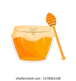 Isolated honey jar. Rosh hashanah concept