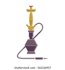 Isolated hookah on white background. Red arabic smoking pipe. Eastern culture.