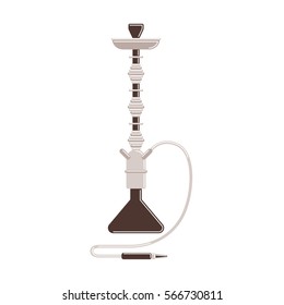 Isolated hookah on white background. Red arabic smoking pipe. Eastern culture.