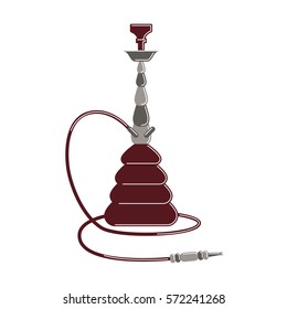 Isolated hookah on white background. Red arabic smoking pipe. Eastern culture.
