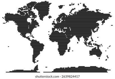 Isolated horizontal line shape dotted illustration of planet Earth with minimalist land outlines. Great backgrounds. Realistic vertical line shape dotted world map feathering abstract country boundary