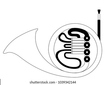 Isolated horn icon. Musical instrument