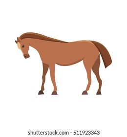isolated horse. Cute cartoon  farm animal.