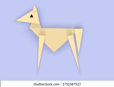 Isolated horse, vector illustration in abstract style of paper cut from triangles