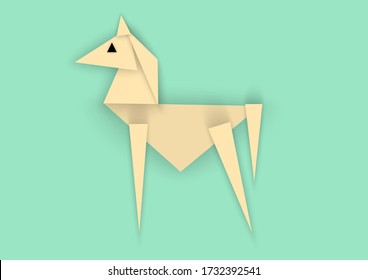 Isolated horse, vector illustration in abstract style of paper cut from triangles