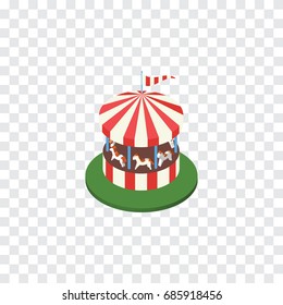 Isolated Horses Attraction Isometric. Carousel Vector Element Can Be Used For Carousel, Horses, Attraction Design Concept.
